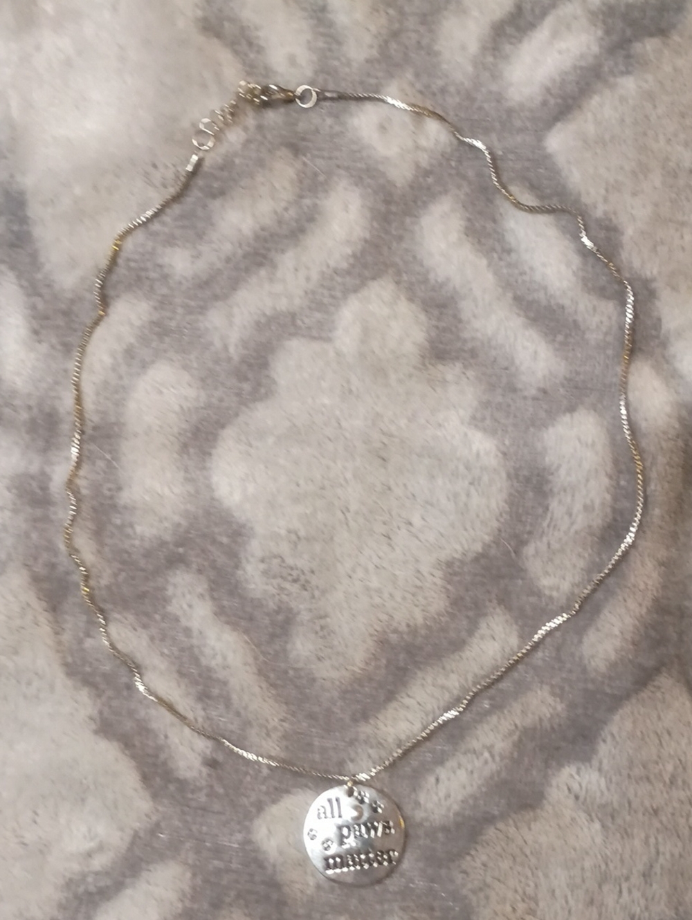 Silver-Tone 'all Paws Matter 'Pendant Necklace